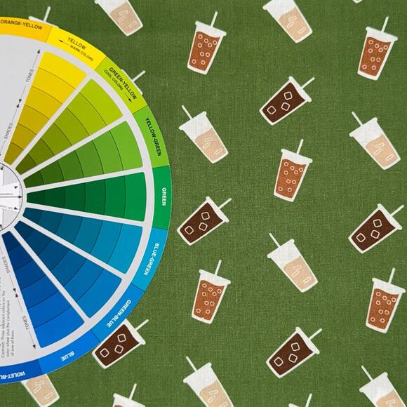 Iced Coffee Cotton Fabric by Quilter's Showcase in Green - 1/2 Yard - Picture 4 of 5